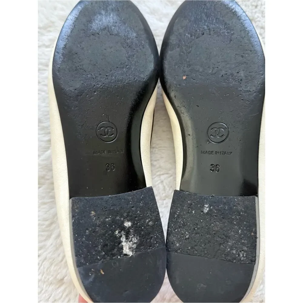 CHANEL women ballet shoes black/white size 36 EU Authentic